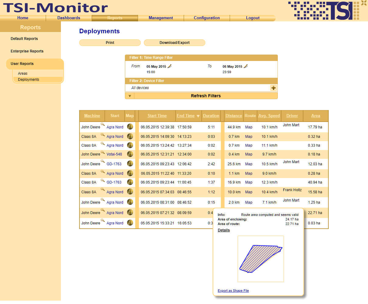 Simple, automatic determination of the processed area